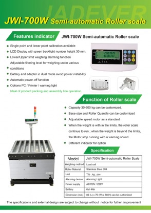 JWI-700W Semi Automatic Roller Scale - จำหน่ายเครื่องชั่งอุตสาหกรรม